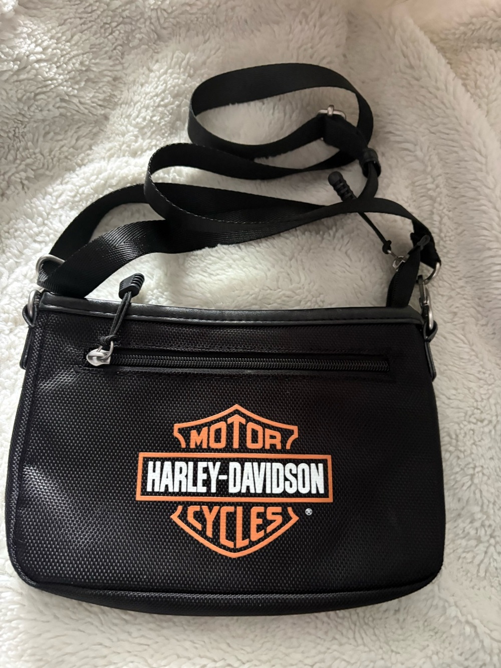 Harley-Davidson Black Nylon Crossbody Bag with Orange Logo